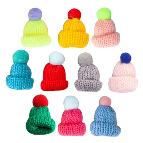 minkissy 10 Stück Teiliges Mini Strickmützen aus Wolle DIY Bastelset für Weihnachtsdekoration Puppen Weinflaschen Schmuck und Geschenke Weiche Hautfreundliche Mini Hüte für Kreative von minkissy