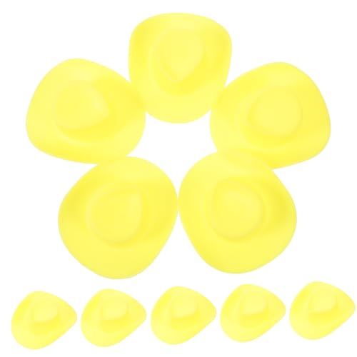 minkissy 10 Stück Teiliges Miniatur Cowboyhüte Kleine Plastik Western Hüte Dekorative Puppenhaus Accessoires Vielseitig für DIY Kostüm und Puppenfotografie Robust und Wiederverwendbar von minkissy