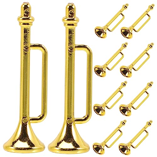 minkissy 10 Stück Teiliges Miniatur Musikinstrument Realistische Kleine Trompete Puppenhaus Deko DIY Mikro Landschaft Kreatives für Sammler von minkissy