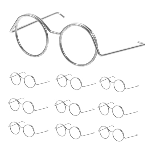 minkissy 10 Stück Teiliges Miniatur Puppenbrillen ohne Gläser Metallrahmen Dekoration Leichtes Puppenzubehör für Party Puppenkleidung Accessoire Stilvolle Mini Brillen Props von minkissy