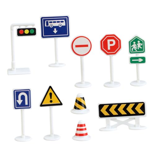 minkissy 10 Stück Teiliges Miniatur Verkehrszeichen aus Leicht und Strapazierfähig Kindgerechtes Straßenschild für Kreatives Lernen und Spielerische Verkehrserziehung von minkissy