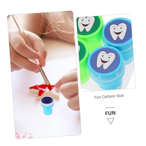 minkissy 10 Stück Teiliges Stempelset für Lustigen Zahn Motiven Tragbare Kunststoff Stempel für Kleinkinder Motivierende Belohnungsstempel für Schule und Geburtstagsparty von minkissy