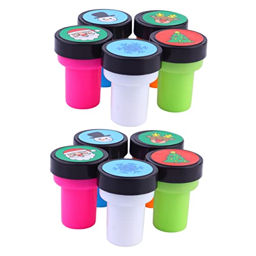 minkissy 10 Stück Teiliges Weihnachtsstempel für Bunte Stempel mit Weihnachtsmann Tannenbaum Schneeflocke Schneemann Rentier Selbstfärbend als Mitgebsel und Lernspielzeug von minkissy