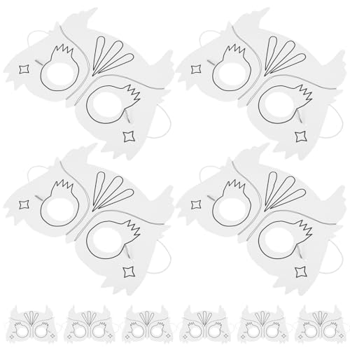 minkissy 10 Stück Unbemalte Tiermasken zum Ausmalen Diy Papiermasken für Kreatives Bastelset für Schulprojekte Karneval und Halloween Leichte und Sichere Masken zum Gestalten von minkissy