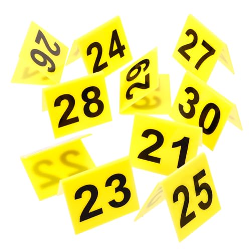 minkissy 10 Teiliges Dreieckiger Nummernmarker aus Acryl Robuste Beweismarker für Ermittlungen und Detektivspiele Gelb Schwarze Tischnummernschilder Vielseitig Einsetzbar für von minkissy