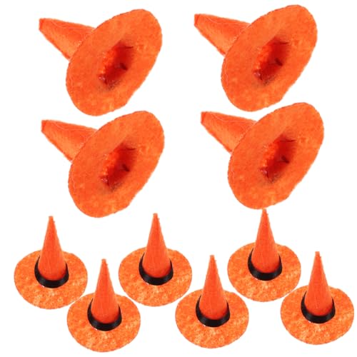 minkissy 10 Teiliges Mini Filz Hexenhüte Orange Halloween Dekoration Party Deko Vielseitige Mini Hexenmützen für Puppenhaus Cosplay Kreative DIY Accessoires von minkissy