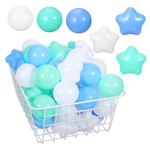minkissy 100 Stück Bällebadbälle Pe Kunststoff Rund und Sternform Bunte Spielbälle Bruchsicher Leicht für Indoor Outdoor Strand Pool Party Spielsachen von minkissy