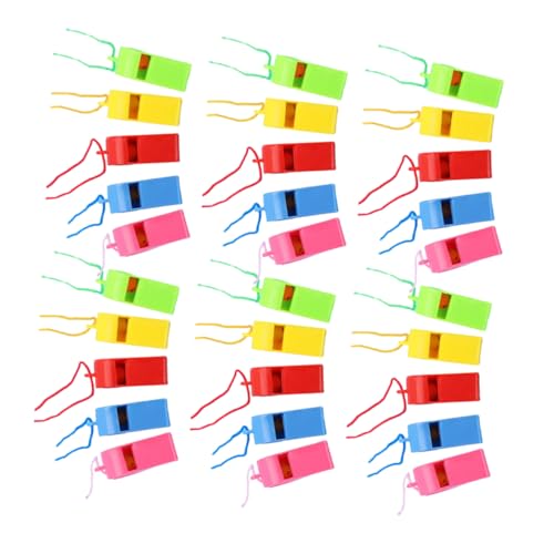minkissy 100 Stück Bunte Kunststoffpfeifen mit Umhängeband für Sport Training und Partys Laute Geräusche für Schiedsrichter für Veranstaltungen von minkissy