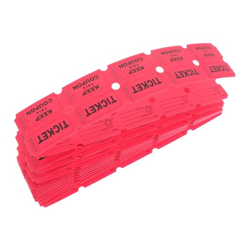 minkissy 100 Stück Raffle Tickets Rot Event Eintrittskarten Lose für Karneval Spielplatz Aktivitäten mit Perforation und Stabilem für Veranstaltungen und Gewinnspiele von minkissy