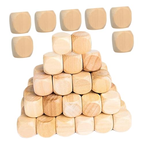 minkissy 100 Stück Sechsseitige Leere Holz Würfel mit Abgerundeten Ecken Unbehandelt für DIY Bastelprojekte Brettspiele und Partybedarf von minkissy