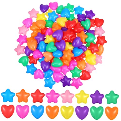 minkissy 100 Stück Teiliges Dicke Stern und Herzförmige Spielbälle Bunte Poolspielzeuge für Schwimmspielzeug Farbenfrohe Ozeanbälle für Indoor und Outdoor Spielspaß von minkissy