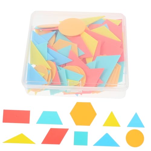 minkissy 100 Stück Teiliges Geometrisches Lernspielzeug für Bunte Formen zum Puzzeln und Fördert Mathematikverständnis Motorische Fähigkeiten und Logisches von minkissy