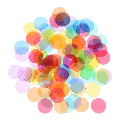 minkissy 100 Stück Transparent Farbige Bingo Zählchips Runde Plastikchips für Spiele Poker und Mathe Lernspielzeug für Bingo Partys und Familienabende von minkissy