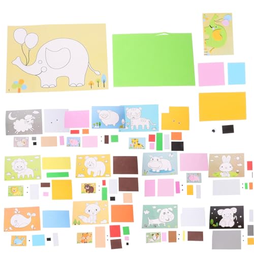 minkissy 12 Blatt Teiliges Tier Puzzle Sticker aus Eva mit Abgerundeten Kanten Fördert Formlernen und Feinmotorik Kreatives DIY Bastelset für Mädchen und Jungen Lernspielzeug von minkissy