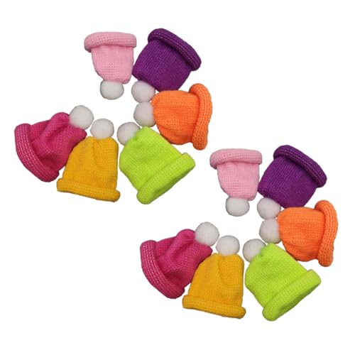 minkissy 12 Stück Bunte Mini Gestrickte Weihnachtsmützen aus Wollgarn Dekorative Mützen für Flaschen DIY Weihnachtsdeko Elastische Kleine Hüte für Schmuck und Bastelprojekte von minkissy
