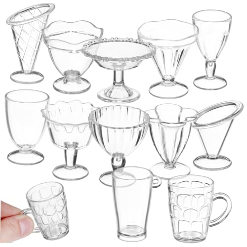 minkissy 12 Stück DIY -Essen und Spieltasse Minibecher für Puppen Mini-Eisbecher Miniaturbecher für Puppenhaus Dollhouse Dekorationen Spielzeugnahrung Miniatur-Bausatz Puppenbecher Plastik von minkissy