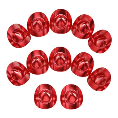 minkissy 12 Stück Mini Cowboy Hüte Rot Glitter DIY Bastelset für Mädchen Jungen Mini Party Hüte Puppen Dekoration Zubehör Kreative Bastelmützen von minkissy