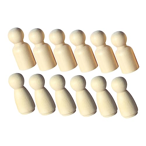 minkissy 12 Stück Mini Holzpuppen Dekorative DIY Figuren für Außen Szenen Unlackierte Holzmodelle Kreativität und Handarbeit bei Kindern von minkissy
