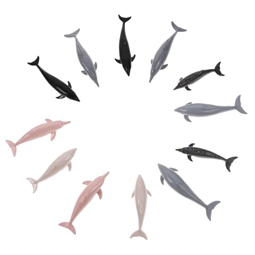minkissy 12 Stück Mini Simulation Delfin Modelle aus Kunststoff Realistische Meeresbewohner für Kinderzimmer Kindergarten und Dekoration Pädagogisches Lernspielzeug Langlebig und von minkissy