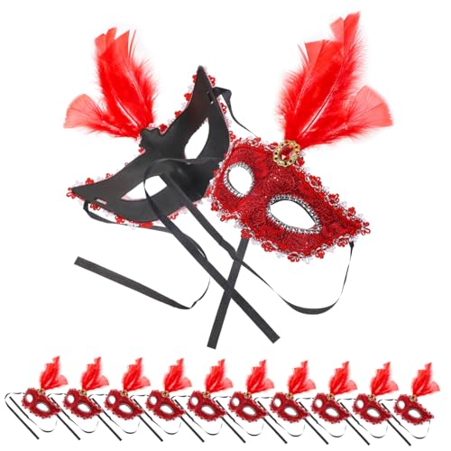 minkissy 12 Stück Teiliges Federmasken Halbes Gesicht Bunte Masquerade Masken Cosplay Party Kostüm Zubehör Karneval Halloween Festival Dekoration von minkissy