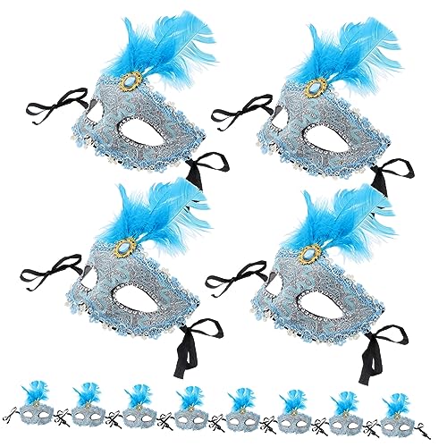 minkissy 12 Stück Teiliges Halbe Feder Masken für Frauen und Mädchen Leichte Bunte Cosplay Maskerade Stilvolle Halbgesichts Dekoration für Halloween Fasching Kostümparty und Fotos von minkissy