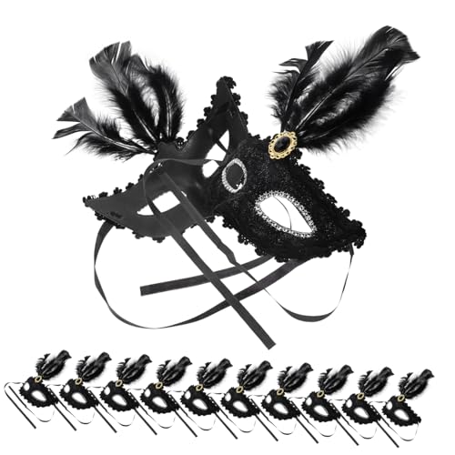 minkissy 12 Stück Teiliges Halbgesicht Feder Masken Karneval Kostüm Requisiten Damen Dekorative Masquerade Masken für Halloween Party Bühne Cosplay minkissy 12 Stück Teiliges Halbgesicht Feder Masken Karneval Kostüm Requisiten Damen Dekorative Masquerade Masken für Halloween Party Bühne Cosplay von minkissy