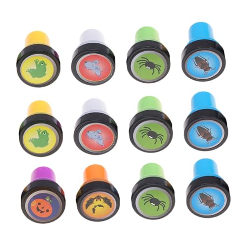 minkissy 12 Stück Teiliges Halloween Stempelset für Vorgefüllt mit Tinte Sichere Kunststoffstempel mit Spinne Kürbis Fledermaus Motiven für DIY Bastelspaß und Halloween Partys minkissy 12 Stück Teiliges Halloween Stempelset für Vorgefüllt mit Tinte Sichere Kunststoffstempel mit Spinne Kürbis Fledermaus Motiven für DIY Bastelspaß und Halloween Partys von minkissy