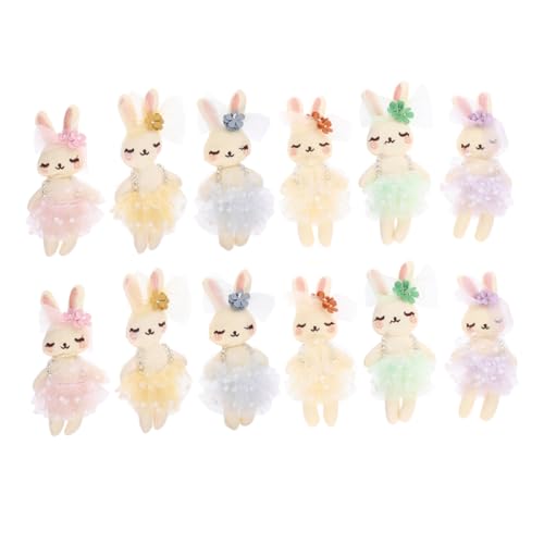 minkissy 12 Stück Teiliges Handgefertigte Plüschhasen Deko in Farben Weiche Kleine Kaninchenpuppen als Kuscheltiere und Wohnaccessoires für und Frühlingsdeko von minkissy