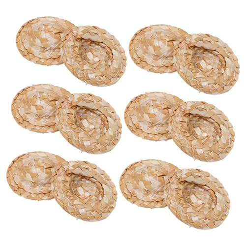 minkissy 12 Stück Teiliges Handgewebte Mini Strohhüte Geflochtene Puppenhüte für DIY Bastelprojekte Leichte Langlebige Miniatur Hüte Vielseitig für Puppenhaus Dekoration und Sommerkostüme von minkissy