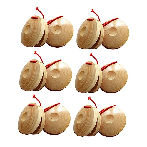 minkissy 12 Stück Teiliges Holz Kastagnetten Musikinstrumente für Orff Percussion zur Musikalischer und Rhythmusgefühl von minkissy