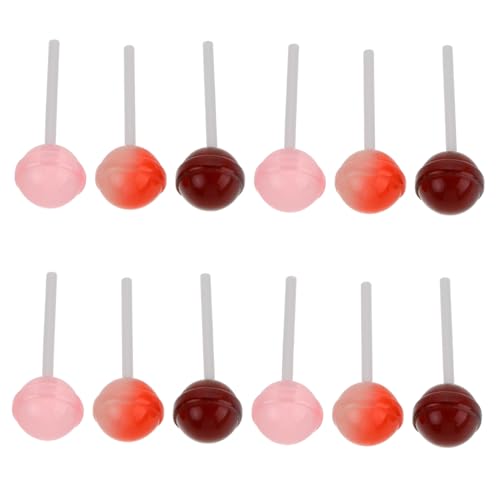 minkissy 12 Stück Teiliges Lutscher deko Rot und Braun Realistische Fake Lollipop Foto Requisiten für Party Hochzeit und Festliche Anlässe Langlebige und Wiederverwendbare Candy Ornament von minkissy