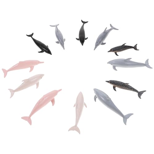 minkissy 12 Stück Teiliges Mini Delfin Modellset aus Kunststoff Simulierte Tierfiguren für Kinderzimmer Dekoration Lernspielzeug und Garten Fördert Kreativität und Vorstellungskraft von minkissy