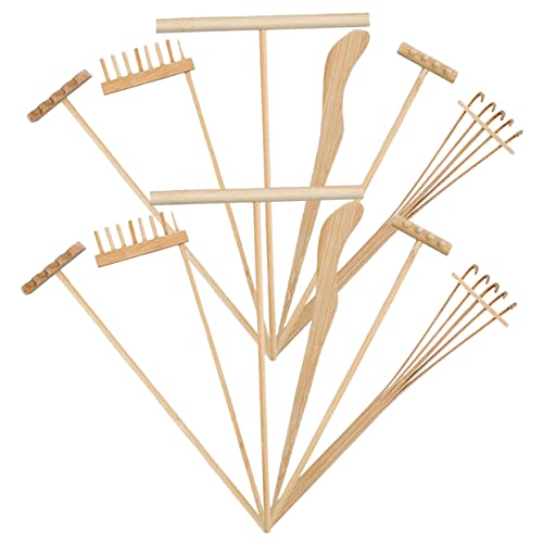 minkissy 12 Stück Teiliges Mini Holz Gartenset aus Bambus Robuste Mini Handrechen für Sandtisch und Zen Garten Zubehör Dekorative Strand Deko und Praktische Gartenharke für Büro und von minkissy