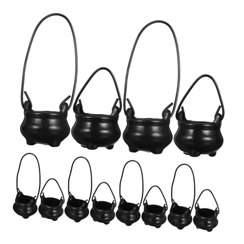 minkissy 12 Stück Teiliges Mini Kessel Robustem Kunststoff Miniature Kessel für Puppenhaus Dekoration Halloween Party Deko Feengarten Zubehör und Gruselige Tischakzente von minkissy