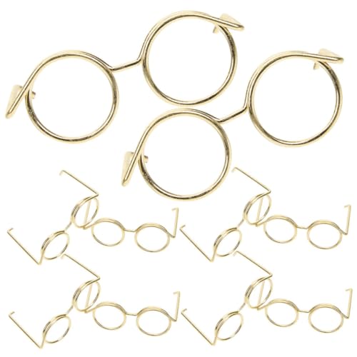 minkissy 12 Stück Teiliges Mini Metallpuppenbrillen ohne Gläser Goldfarbene Runde Rahmen Stabile und Langlebige Puppenaccessoires für Puppenkleidung und Dekoration von minkissy
