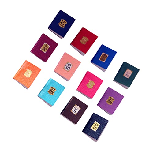minkissy 12 Stück Teiliges Miniatur Bücher Puppenhaus Deko Mini Buchornamente Kleine Notizbücher für DIY Puppenmöbel Basteln Miniaturhaus Zubehör von minkissy