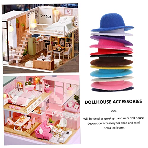 minkissy 12 Stück Teiliges Miniatur Puppenhut Bunte Kleine Stoffhüte für DIY Basteln Mini Haus Dekoration Fotorequisite Vielseitige Puppenhaus Accessoires von minkissy