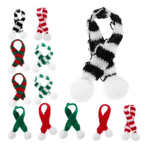 minkissy 12 Stück Teiliges Miniatur Strickschal Gestreifte Weihnachtliche Dekoration für Puppenhäuser DIY Haustier Accessoires Detailreiche Mini Schals für Katzen Hunde Weinflaschen und von minkissy