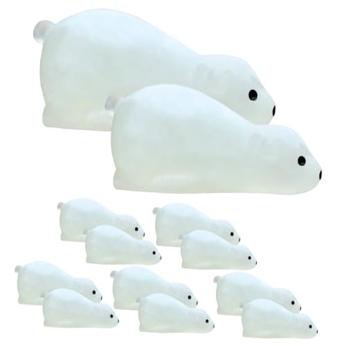 minkissy 12 Stück Teiliges Miniatur bär Figuren Leuchtend im Dunkeln Niedliche Eisbär Ornamente aus Langlebigem Harz Kompakte Tischdekoration für DIY Mooslandschaften und Kinderzimmer von minkissy