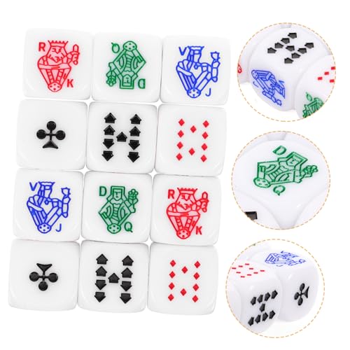 minkissy 12 Stück Teiliges Pokerwürfel Weiße Sechsseitige Würfel für Kartenspiele Tragbare Spielwürfel für Party Bar und Ktv Glatte Oberfläche Spielzubehör von minkissy
