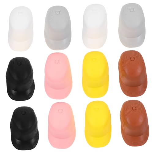 minkissy 12 Stück Teiliges Puppen Duckbill Cap Mini Hut Accessoires aus Kunststoff Langlebig Farblich Gemischt Geeignet als Bastelmaterial Puppenhaus Deko und Foto Requisite von minkissy