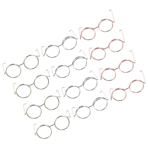 minkissy 12 Stück Teiliges Set Puppenbrille für Puppen Dekorative Sonnenbrille Roségold Silber und Gold für Kreatives Zubehör Langlebig und Leicht von minkissy