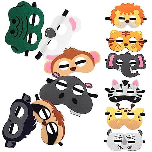 minkissy 12 Stück Teiliges Set Wiederverwendbarer Filzmasken für Tiermasken im Cartoon Stil für Halloween und Karnevalspartys Hautfreundlich und Bequem zu Tragen von minkissy