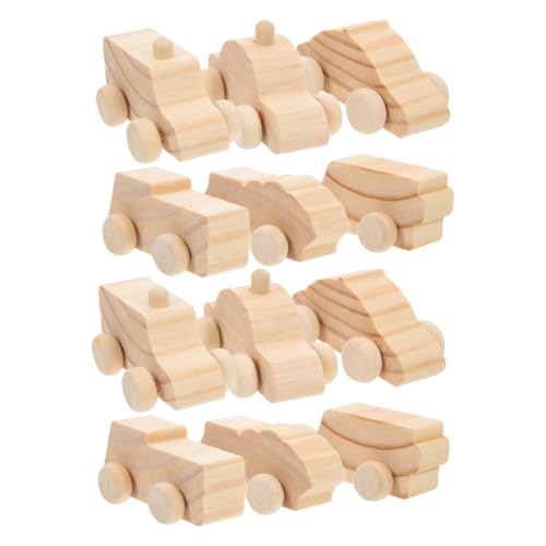 minkissy 12 Stück Teiliges Unbemalte Holzautos für DIY Bastelprojekte Natürliche Holzwagen zum Bemalen Leichtes Langlebiges Holzspielzeug für Kreativität und Frühbildung von minkissy