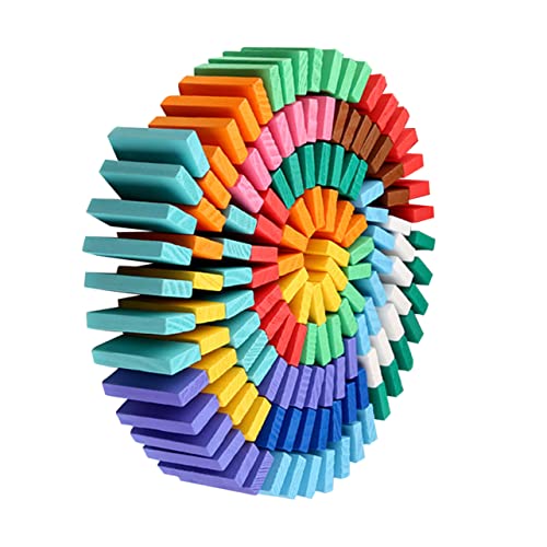 minkissy 120 Stück Teiliges Domino Blocks Bunte Holzspielzeuge für Frühkindliche Bildung Kreatives und Motorische Fähigkeiten für Drinnen und Draußen von minkissy
