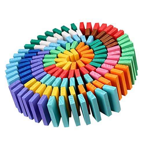 minkissy 120 Stück Teiliges Holz Domino Spielset Bunte Bausteine Pädagogisches Kettenreaktionsspielzeug für Langlebig Sicher für Motorische Frühförderung und Kreatives von minkissy