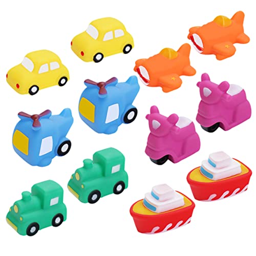 minkissy 12Stücke Teiliges Tragbarer Quetschspielzeuge für Badewanne Badespielzeug für Junge Mädchen und Kleinkinder Farbenfrohe Designs mit Sound für Spaß Beim Baden von minkissy