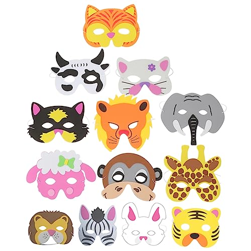 minkissy 13 Stück Teiliges Tiermasken für Ausmalmasken für Halloween und Kostümparty Leichte und Bequeme Tiergesichtsmaske für Karneval und Vorschule von minkissy