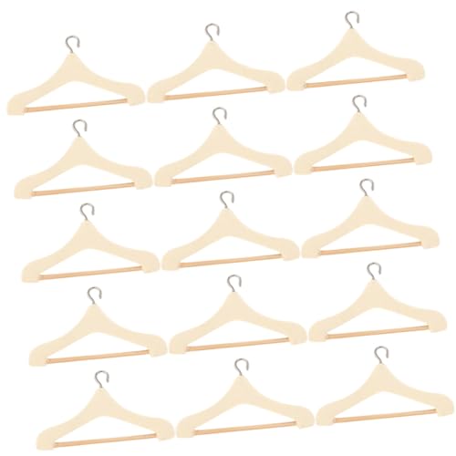minkissy 15 Stück Teiliges Mini Kleiderbügel für Puppen Holz Kleiderbügel für Puppenhaus Dekoration Praktische und Kompakte Aufbewahrung von Puppenbekleidung von minkissy