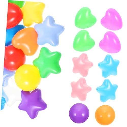 minkissy 150Stücke Kreativer Stern und Herzball Lustige Ozeanbälle für Bällchenbad Strandspiele und Partys Fördert Hand Auge Koordination und Bewegung von minkissy